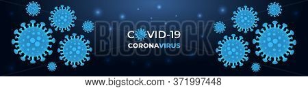 Coronavirus Infection Covid-19, Dark Blue Medical Banner. Dark Vector Background Corona Virus Cell 2