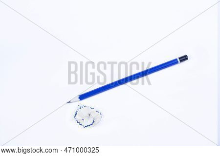 2b Pencil And Pencil Shell On White Background.