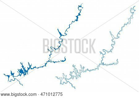 Lake Powell Reservoir (united States Of America, North America, Us, Usa, Utah And Arizona) Map Vecto