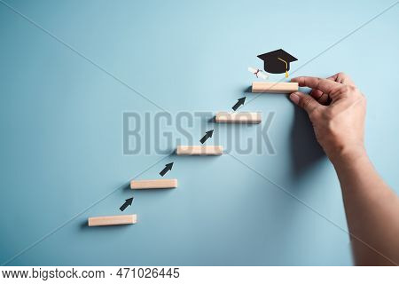 Steps Of Education Leading To Success Goal. Taking Strategic Steps Towards Graduation. Career Path A