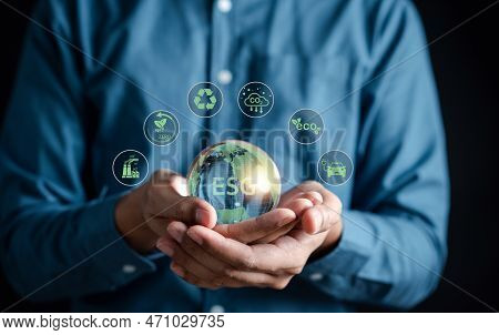 Esg Environmental, Environmental, Social, And Governance In Sustainable And Ethical Business On The 