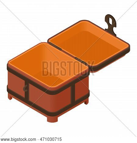 Empty Dower Chest Icon. Isometric Of Empty Dower Chest Icon For Web Design Isolated On White Backgro