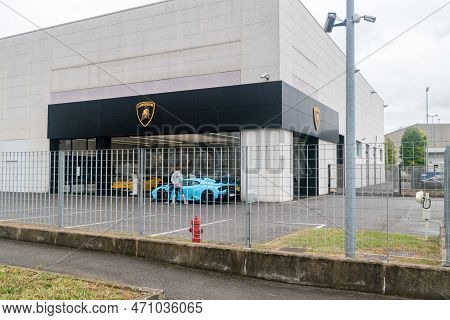 Azzano San Paolo, Province Of Bergamo, Italy - September 30, 2022: Lamborghini Car Dealer In Bergamo