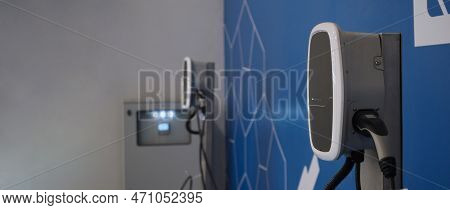 Ev Charger Car Station Charging Use Ac Socket Plug For Electric Engine Vehicle.