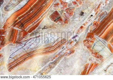 Macro Shot Of Agate Mineral Texture. Natural Stone Pattern Background