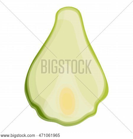 Cutted Chayote Icon. Cartoon Of Cutted Chayote Icon For Web Design Isolated On White Background