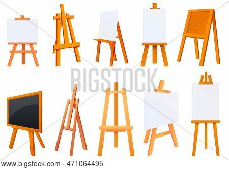 Easel Icons Set. Cartoon Set Of Easel Icons For Web Design