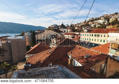 Herceg Novi Town, Kotor Bay, Streets Of Herzeg Novi, Montenegro, With Old Town Scenery, Church, Fort