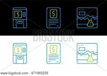 Set Line Failure Stocks Market, Atm And Money And Business Finance Report Icon. Vector