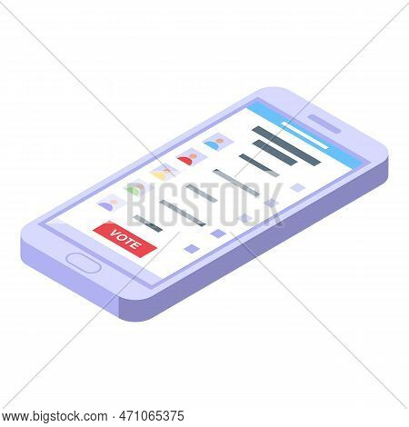 Smartphone Electronic Voiting Icon Isometric Vector. Vote Ballot. Digital Voter