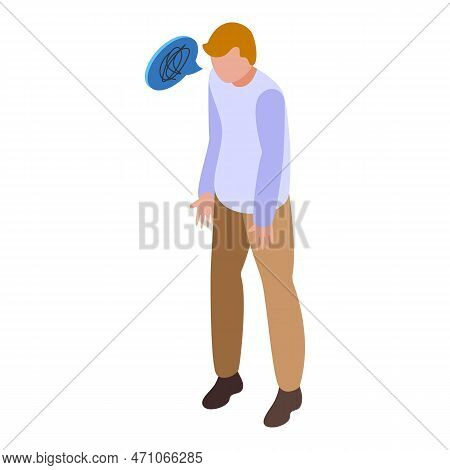 Passive Man Icon Isometric Vector. Fat Disease. Life Inactivity