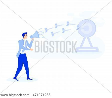Marketing Campaign Or Promotion To Hit Business Goal Or Target Customer Concept, Businessman Markete