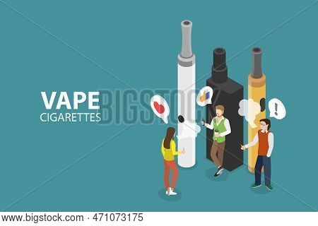 3d Isometric Flat Vector Conceptual Illustration Of Vape Cigarettes, Portable Smoke Devices