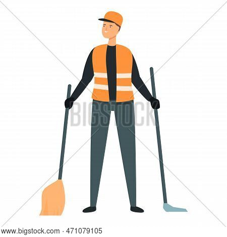 Dustpan Cleaner Icon Cartoon Vector. Street Garbage. Job Collector