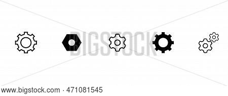 Settings Icon In Different Style Vector Illustration. Two Colored And Black Settings Vector Icons De