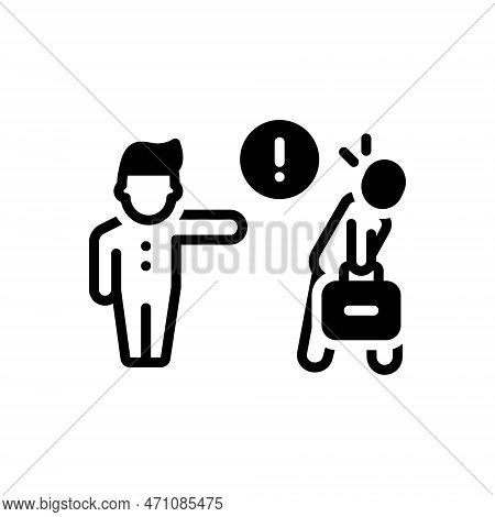 Black Solid Icon For Termination Lay-off-job Resigning Fired Quitting Completion Closure Ending Cess