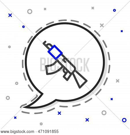 Line Submachine Gun Icon Isolated On White Background. Kalashnikov Or Ak47. Colorful Outline Concept