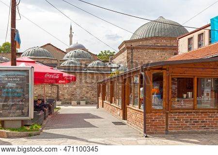 Skopje, North Macedonia - May 20 2019: The Cifte Hammam (macedonian: Чифте-амам, Albanian: Çifte Ham