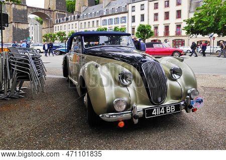 Morlaix, France - May 22 2022: 1951 Lagonda 2.6 Drophead Coupé Parked On A Parking Lot.