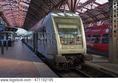 Copenhagen, Denmark - June 28 2019: Bombardier Train Operated By The Dsb At Copenhagen Central Stati