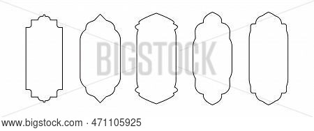 Set Of Oriental Style Islamic Ramadan Kareem And Eid Mubarak Windows And Arches, Door Mosque, Mosque
