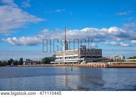 St. Petersburg, Russia - September 9, 2022: Panoramic View Of The Marine Station Or Marine Terminal,