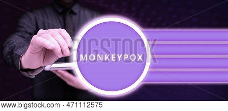 Handwriting Text Monkeypox. Internet Concept Poxvirus Of Africa Caused By Chiefly In Wild Rodents An