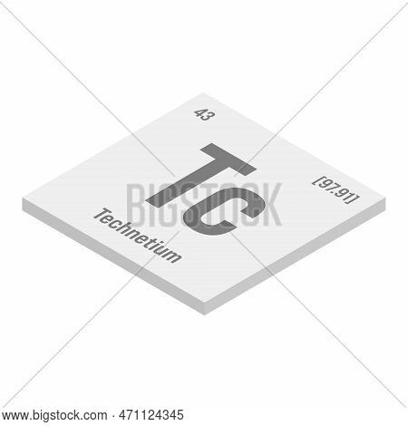 Technetium, Tc, Gray 3d Isometric Illustration Of Periodic Table Element With Name, Symbol, Atomic N