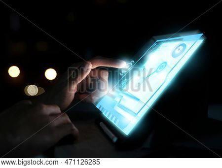 Businessman Touch On Digital Technology Ai Business Benefit Trend In Currency Traiding And Stock Mar