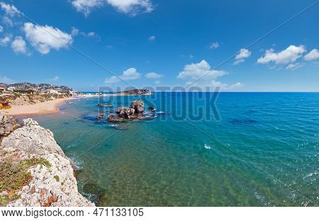 Paradise Sea Beach Cala Paradiso And Cala Del Re Near Rocca Di San Nicola, Agrigento, Sicily, Italy.