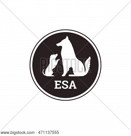 Esa Or Emotional Support Animal Therapy Logo Or Emblem, Vector Isolated.