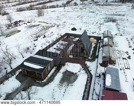 A Frame House From A Quadrocopter In Winter