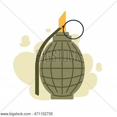 Military Grenade Icon. Weapons And Explosion. Armed Conflict And War. Template, Layout And Mock Up. 