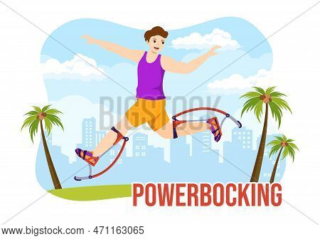 Powerbocking Sport Illustration With Jumping Boots For Web Banner Or Landing Page In Extreme Sports