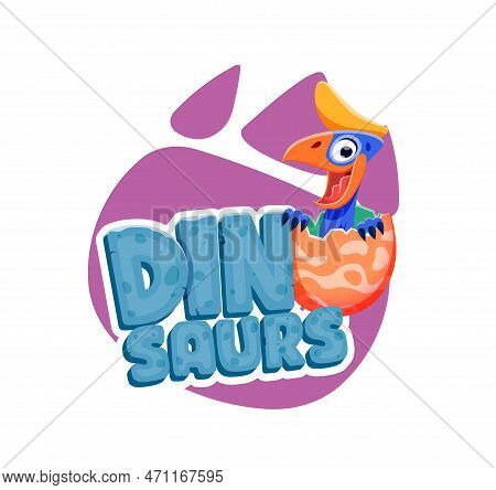 Cartoon Funny Quetzalcoatlus Dinosaur Character And Dino Egg. Extinct Reptile, Comical Prehistoric L