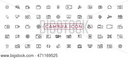Photo And Video Icon Set. Icons Of Photography, Image, Photo Gallery, Video Camera And Photo Camera.