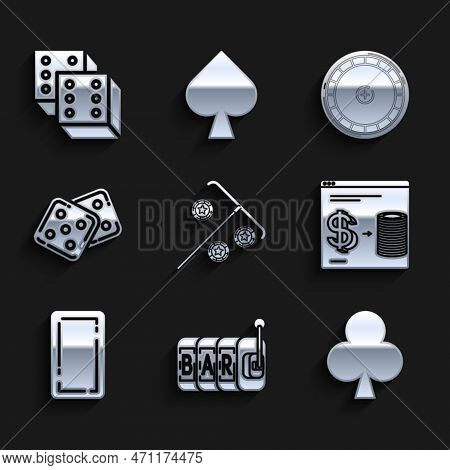Set Stick For Chips, Slot Machine, Playing Card With Clubs Symbol, Online Casino Exchange On Stacks 