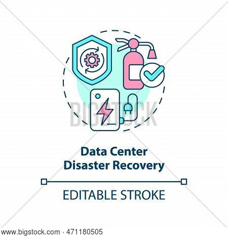 Data Center Disaster Recovery Concept Icon. Prevent Damage. Type Of Disaster Recovery Abstract Idea 