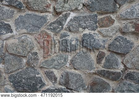 Texture Of Wall Made Of Grey Natural Shape Fieldstones