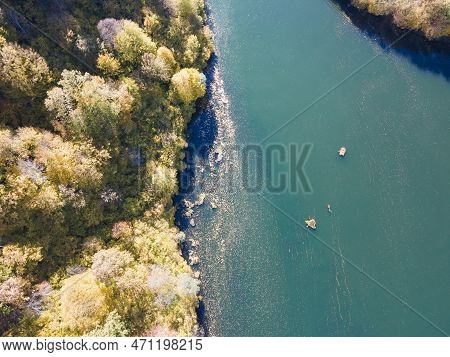 Aerial Autumn View Of Pasarel Reservoir, Bulgaria