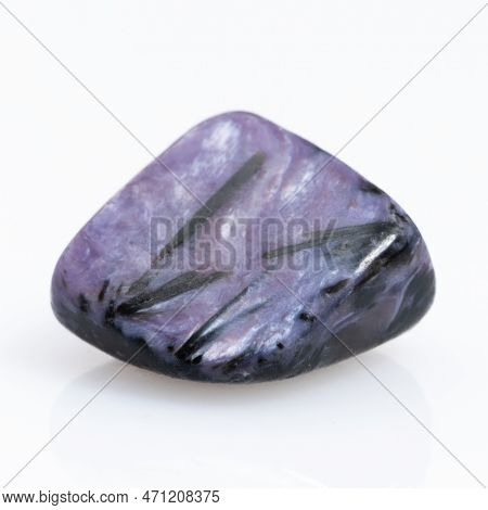 Natural Gemstone Purple Charoite Isolated On White Background