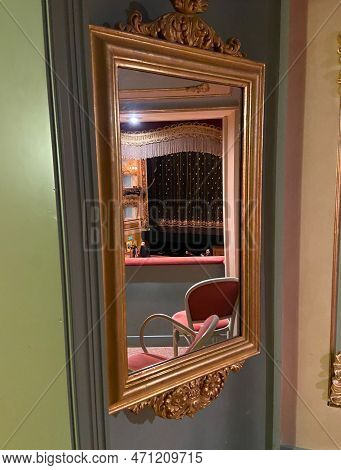 Venice, Italy - February 17, 2023: Mirror In Lodge In Opera House Gran Teatro La Fenice In Venice Ci