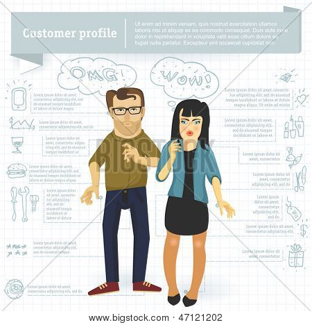 Profil infographic vektor debitorskabelon.