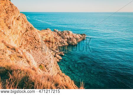 Scenic Panorama Of The Coast From Sierra Helada Natural Park. Benidorm - Popular Spanish Resort In P