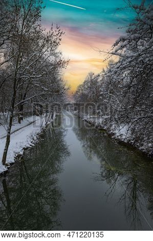 Winter Landscape With Snow. Beautiful Park With Trees - Straznice - Czech Republic