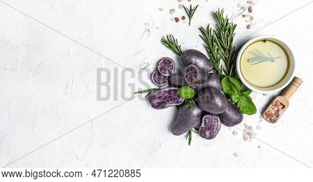 Raw Cut Purple Sweet Potatoes Isolated On White Background. Ipomoea Batatas. Batata Potato. Long Ban