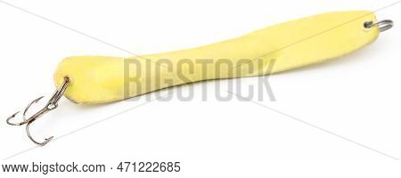 Old Sea Fishing Metal Lure Over White Background