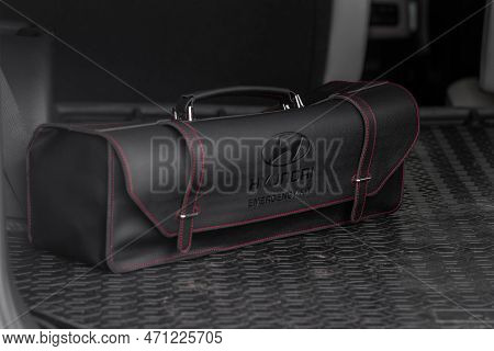 Moscow, Russia - December 18, 2021 Hyundai Palisade (lx2) Car Repair Kit. A Set Of Car Emergency Kit