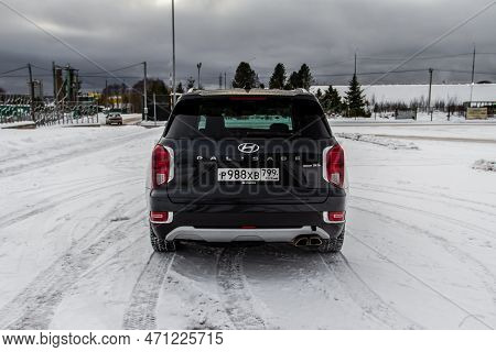 Moscow, Russia - December 18, 2021 Hyundai Palisade (lx2), Full-size Suv Car. Exterior Rear-side Vie