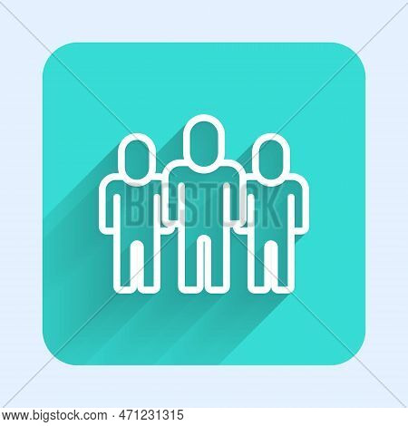 White Line Project Team Base Icon Isolated With Long Shadow Background. Business Analysis And Planni